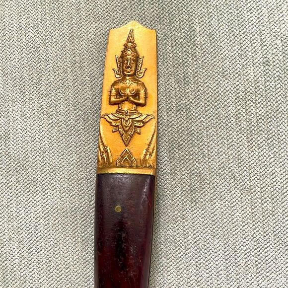 Vintage Buddha 1960's T James of Siam Twisted Bronze Large Serving Fork - Picture 3 of 5